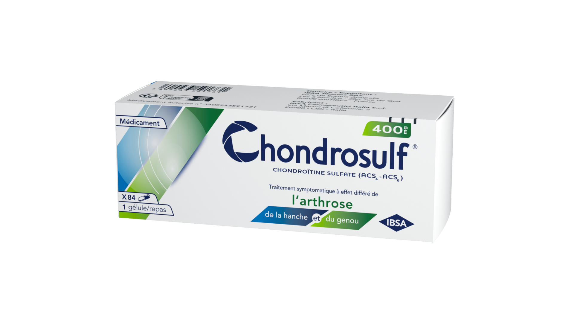 Photo de conditionnement <span class='vidalbox-gamme-product'>(CHONDROSULF 400 mg gél)</span>