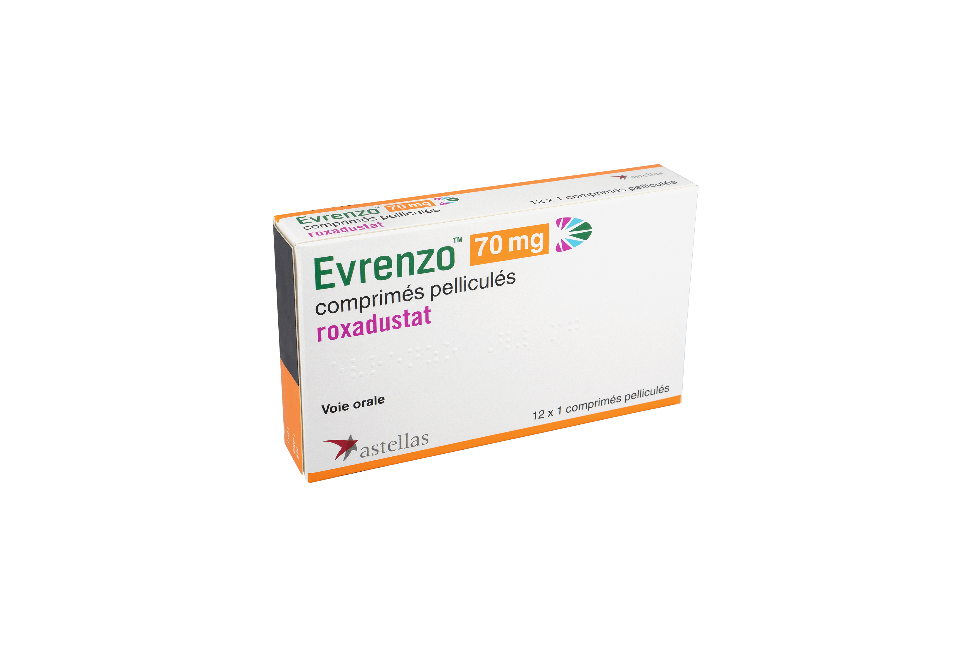 Photo de conditionnement <span class='vidalbox-gamme-product'>(EVRENZO 70 mg cp pellic)</span>