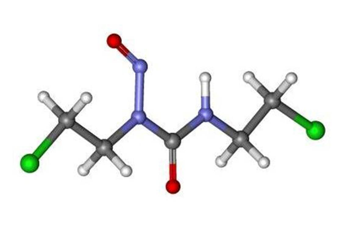 Structure moléculaire de la carmustine (© Marina Vladivostok, Wikimedia).