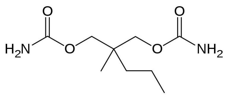 Le méprobamate est un anxiolytique de la famille des carbamates (image : © Wikimedia).