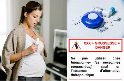 Malgré l'apposition du pictogramme d'alerte des femmes enceintes sur les boîtes de médicaments de l'asthme, la SPLF recommande de ne pas arrêter ces traitements (illustration). 