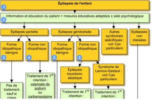 Reco Vidal Epilepsie : extrait de l'arbre décisionnel de prise en charge.